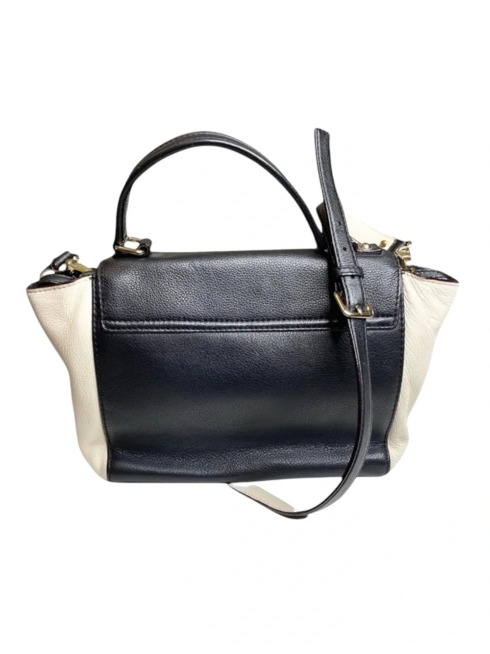 kate spade  Magnolia Park Large Two Tone Leather Satchel Handbag  Black Ivory